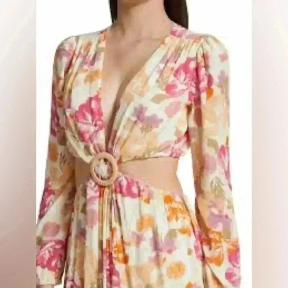 WAYF LINDA FLORAL PRINT LONG SLEEVE DRESS IN PASSION TROPICAL Women’s Size M - Picture 6 of 8